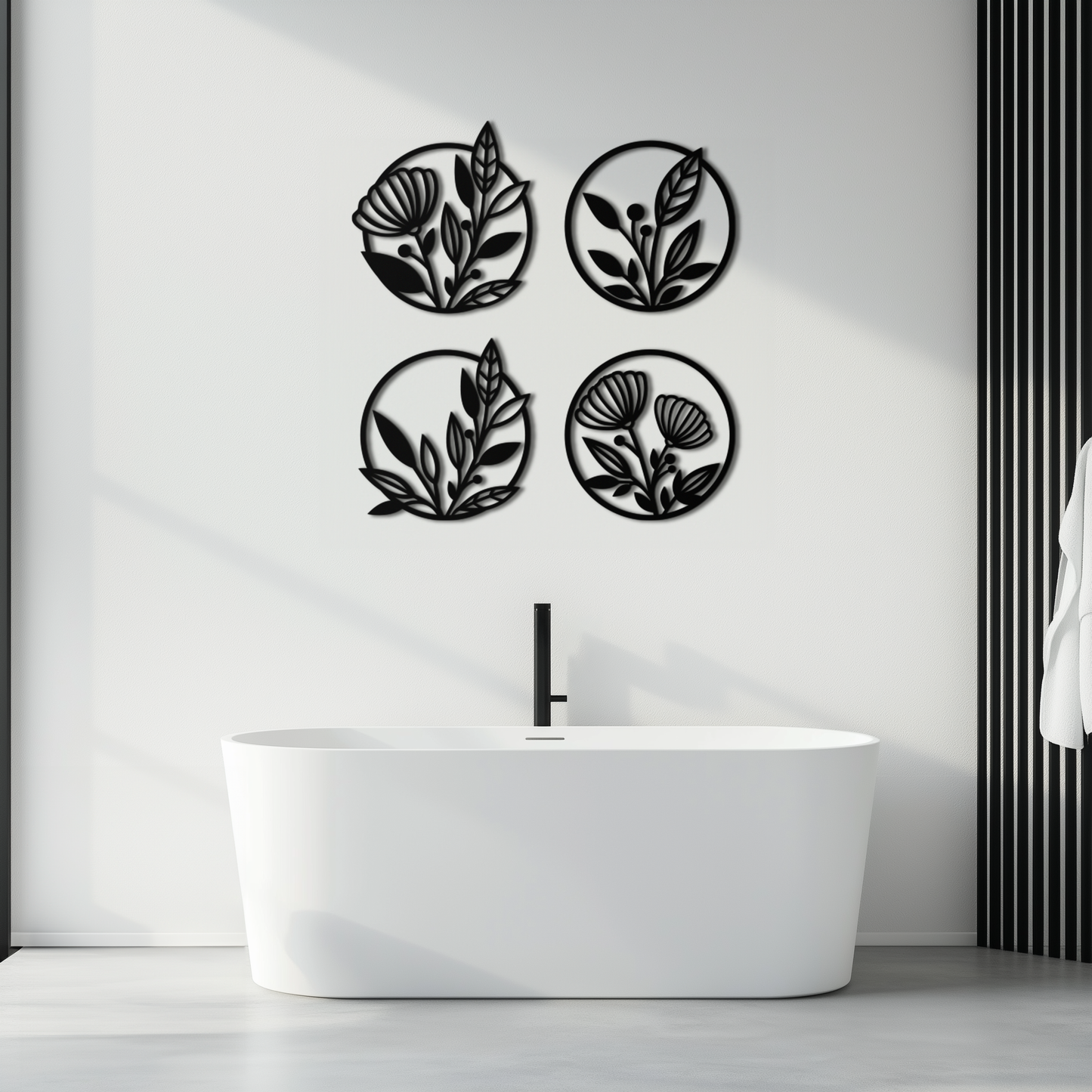 Floral Botanical Metal Wall Art - Nature-Inspired Circle Wall Decor - KAF160 - Tampa Home & Garden Store