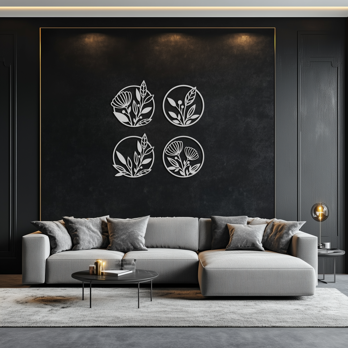 Floral Botanical Metal Wall Art - Nature-Inspired Circle Wall Decor - KAF160 - Tampa Home & Garden Store