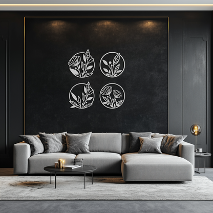 Floral Botanical Metal Wall Art - Nature-Inspired Circle Wall Decor - KAF160 - Tampa Home & Garden Store