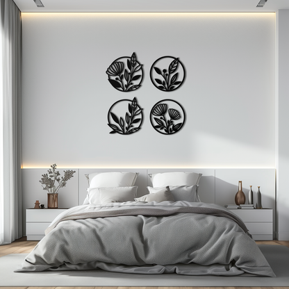 Floral Botanical Metal Wall Art - Nature-Inspired Circle Wall Decor - KAF160 - Tampa Home & Garden Store