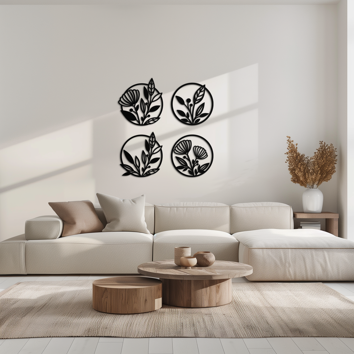 Floral Botanical Metal Wall Art - Nature-Inspired Circle Wall Decor - KAF160 - Tampa Home & Garden Store