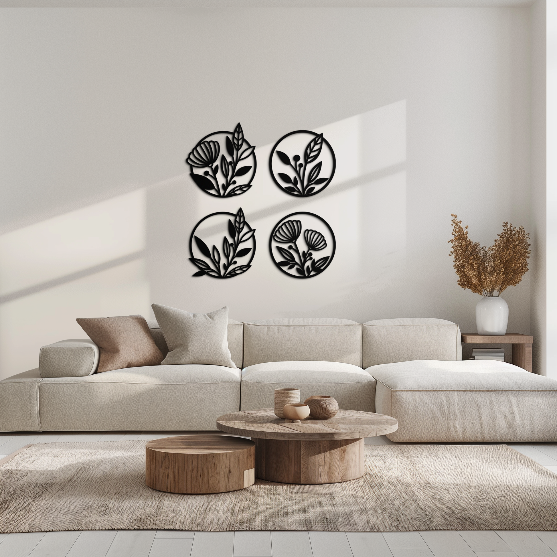 Floral Botanical Metal Wall Art - Nature-Inspired Circle Wall Decor - KAF160 - Tampa Home & Garden Store