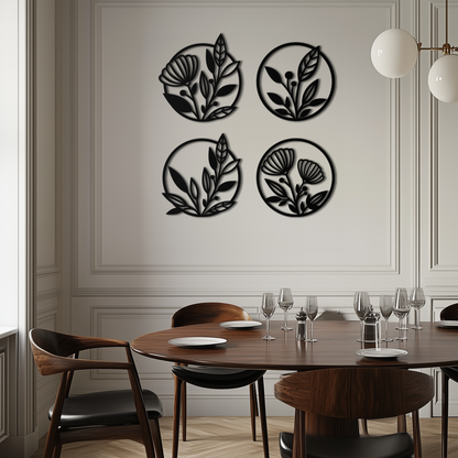 Floral Botanical Metal Wall Art - Nature-Inspired Circle Wall Decor - KAF160 - Tampa Home & Garden Store