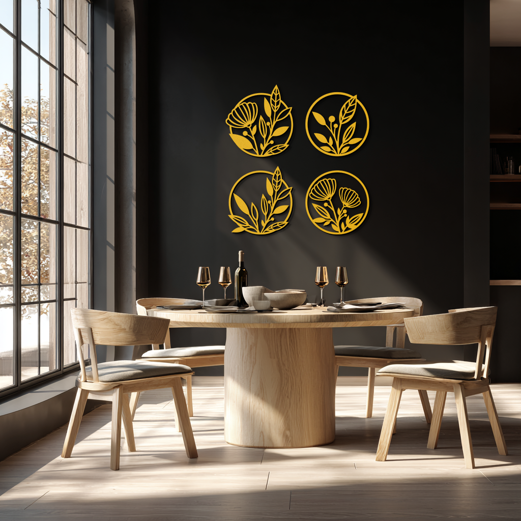 Floral Botanical Metal Wall Art - Nature-Inspired Circle Wall Decor - KAF160 - Tampa Home & Garden Store