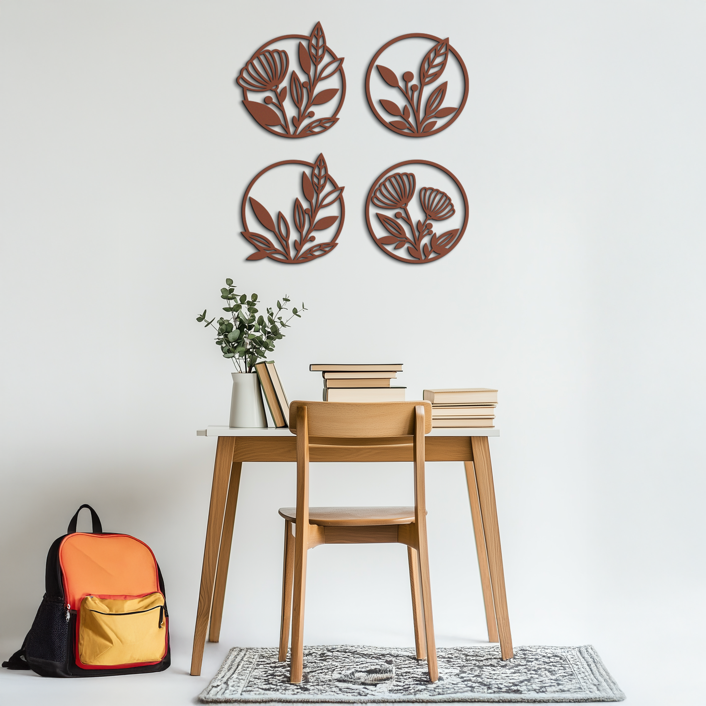 Floral Botanical Metal Wall Art - Nature-Inspired Circle Wall Decor - KAF160 - Tampa Home & Garden Store