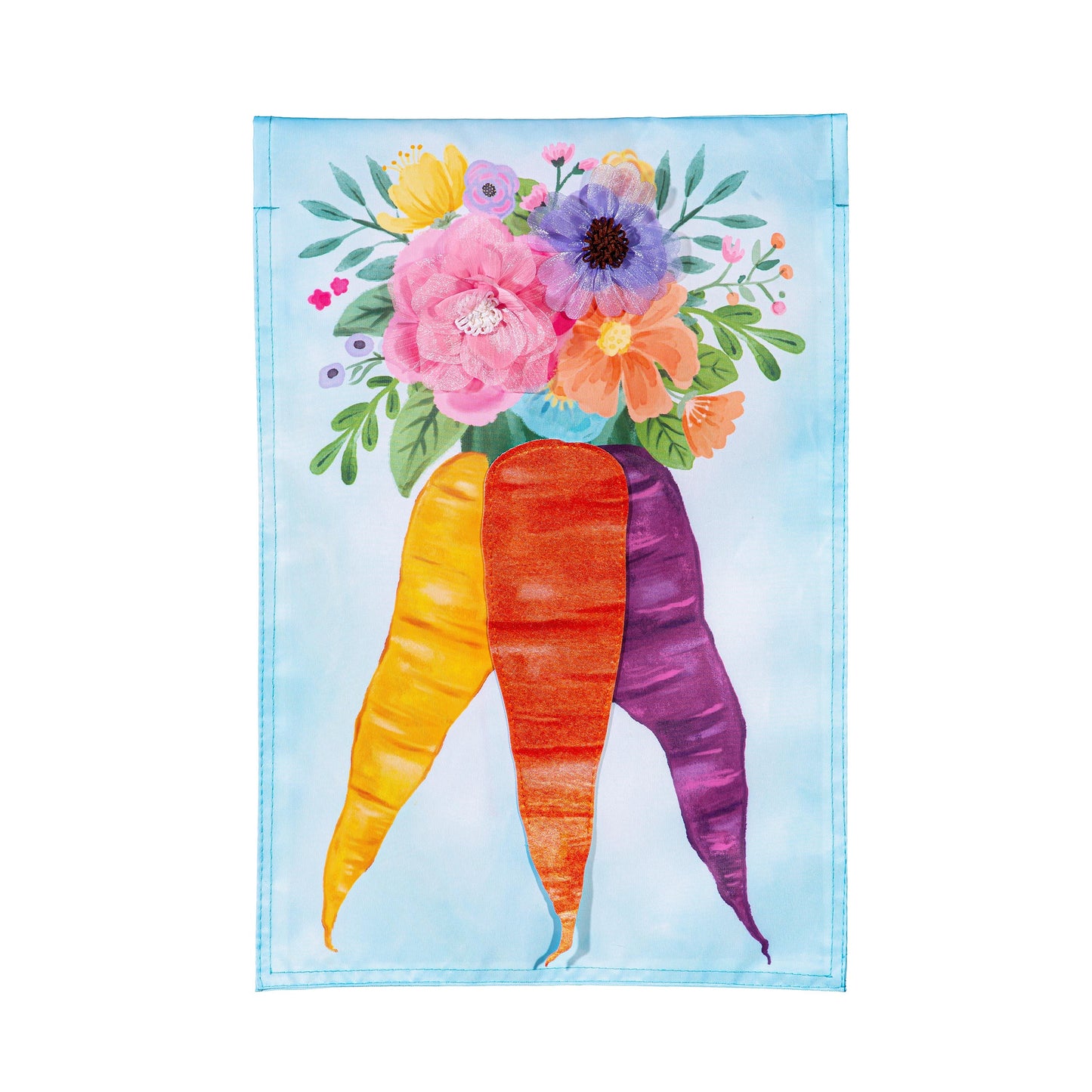 Floral Carrot Bunch Applique Garden Flag - Tampa Home & Garden Store