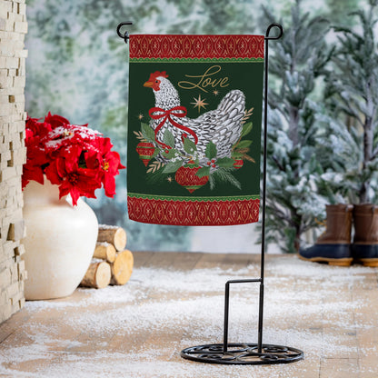 Floral Christmas Chicken Suede Garden Flag - Tampa Home & Garden Store