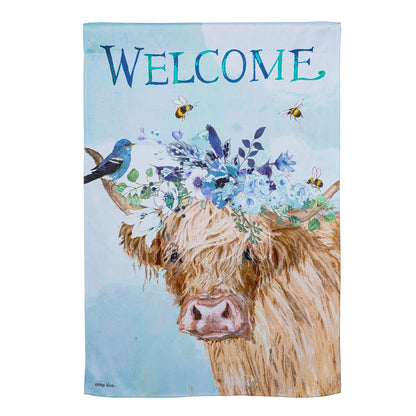 Floral Cow Suede House Flag - Tampa Home & Garden Store