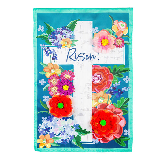 Floral Easter Cross Applique House Flag - Tampa Home & Garden Store