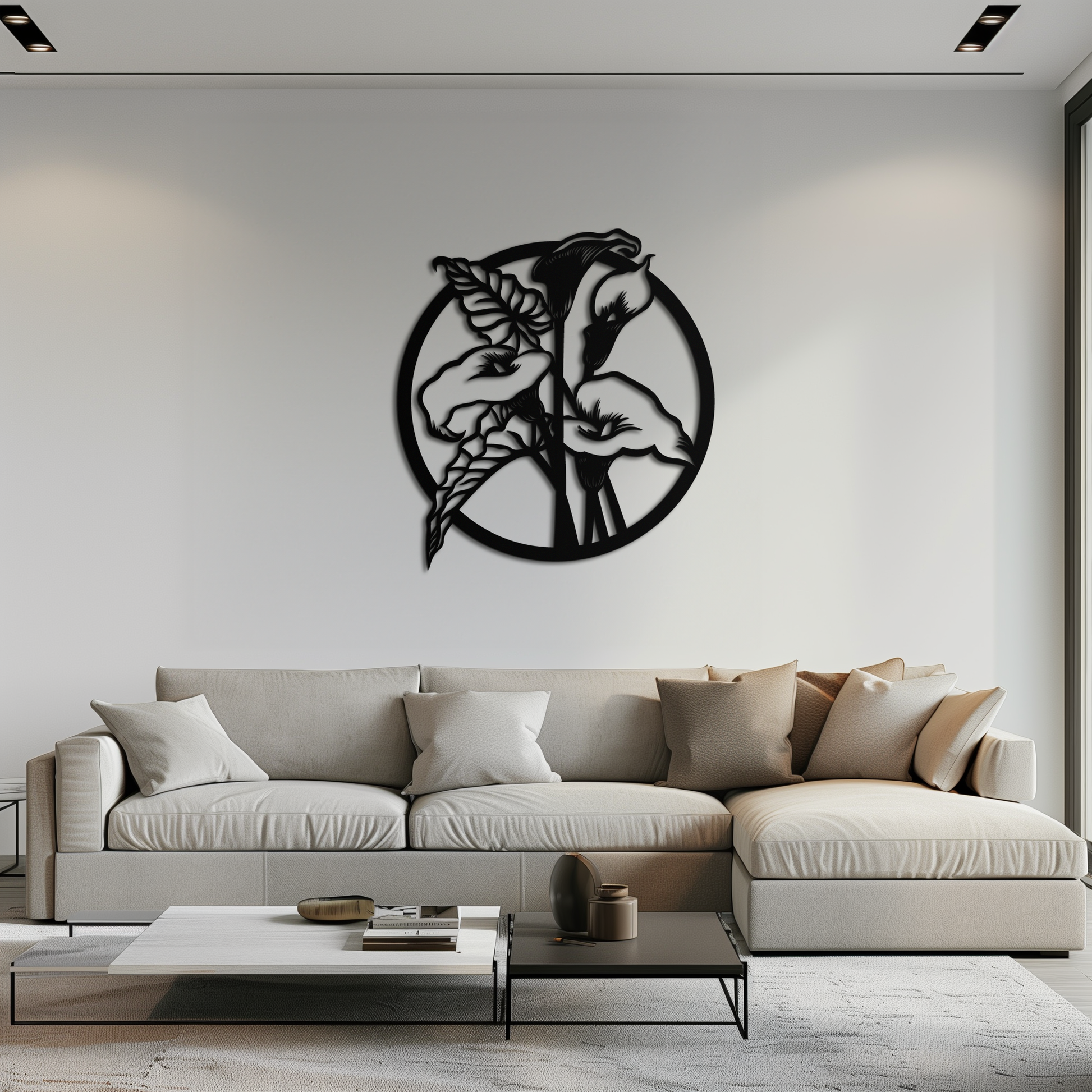 Floral Elegance Metal Wall Art - Modern Circular Flower Decor- KAF177 - Tampa Home & Garden Store