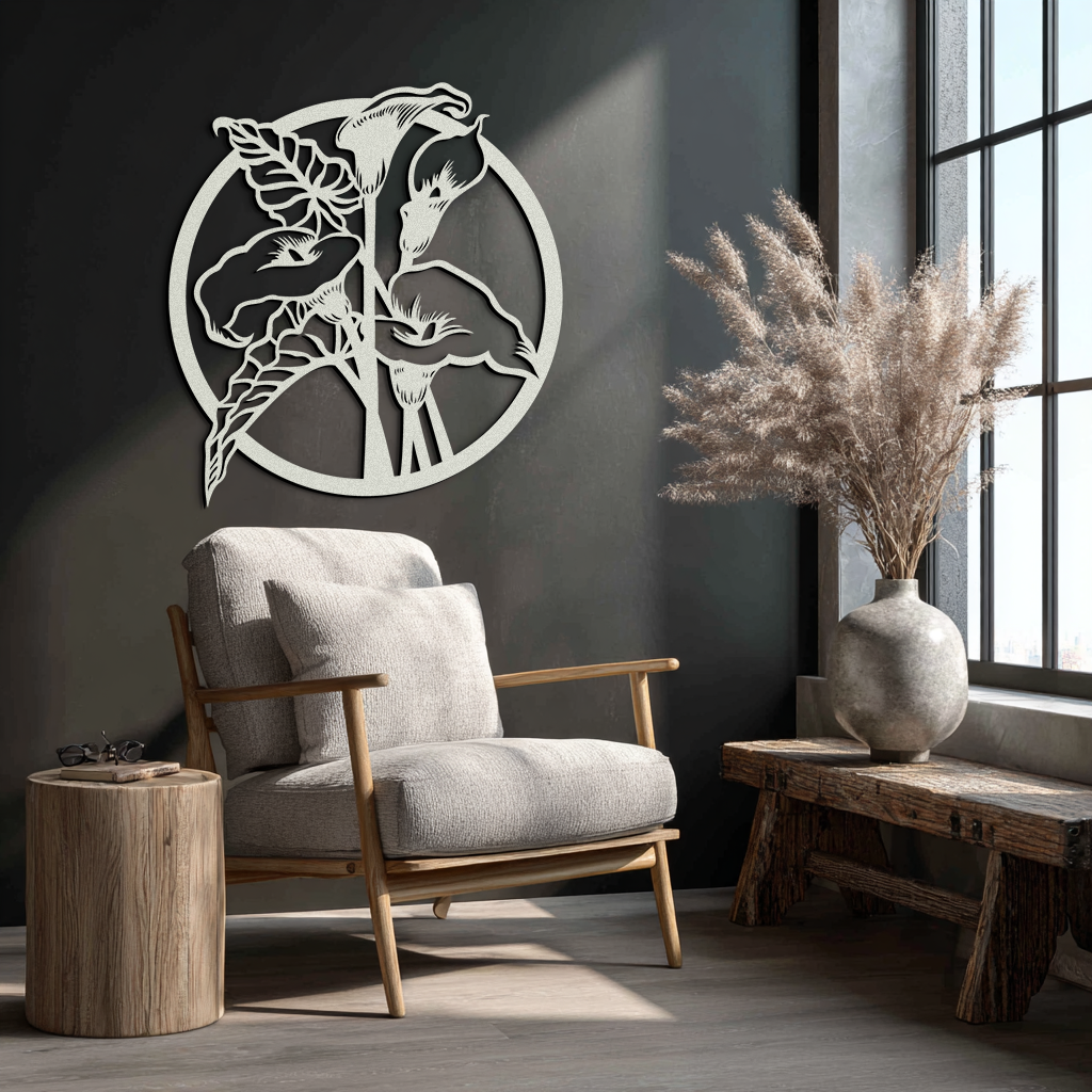 Floral Elegance Metal Wall Art - Modern Circular Flower Decor- KAF177 - Tampa Home & Garden Store