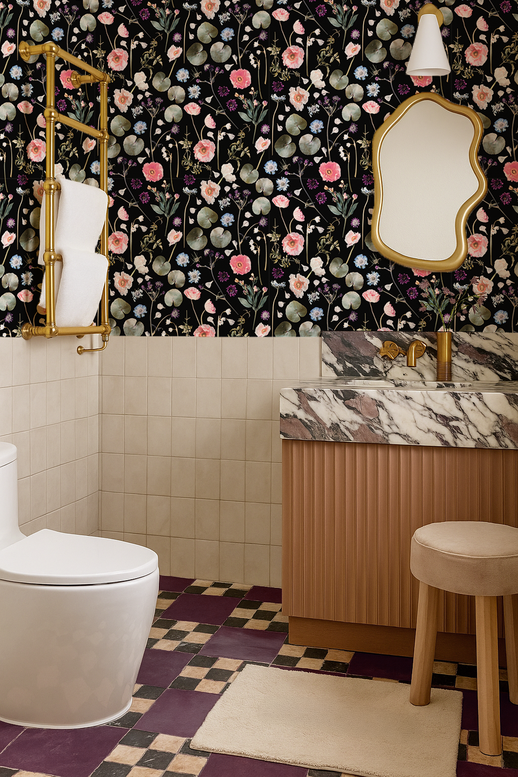 Floral Finds Wallpaper, black - Tampa Home & Garden Store