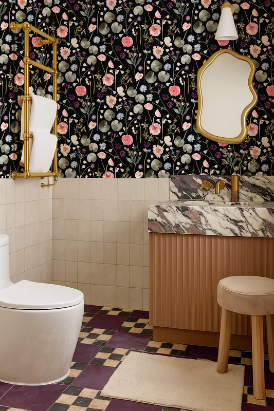 Floral Finds Wallpaper, black - Tampa Home & Garden Store