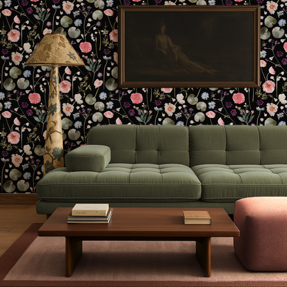 Floral Finds Wallpaper, black - Tampa Home & Garden Store