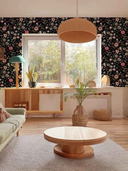 Floral Finds Wallpaper, black - Tampa Home & Garden Store