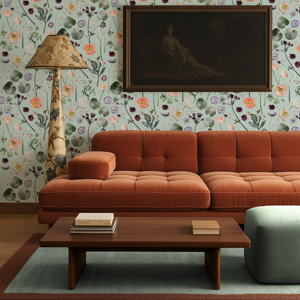 Floral Finds Wallpaper, blue - Tampa Home & Garden Store