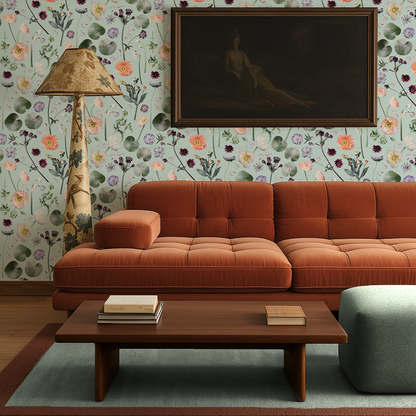 Floral Finds Wallpaper, blue - Tampa Home & Garden Store