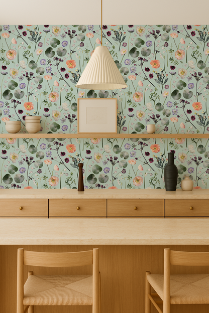 Floral Finds Wallpaper, blue - Tampa Home & Garden Store