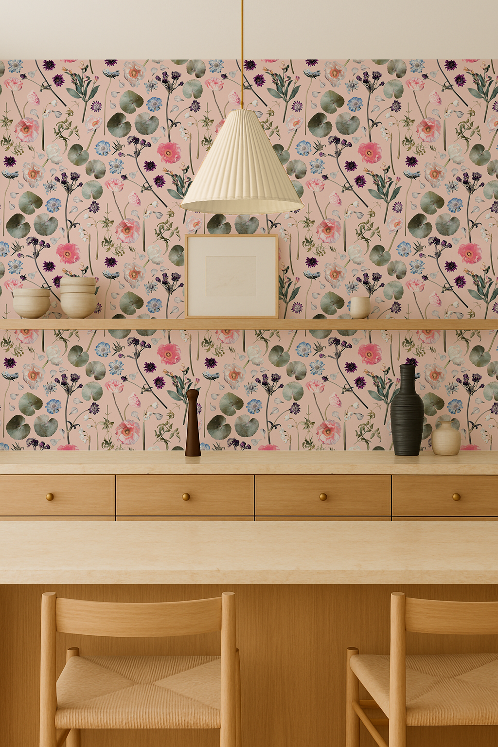 Floral Finds Wallpaper, pink - Tampa Home & Garden Store