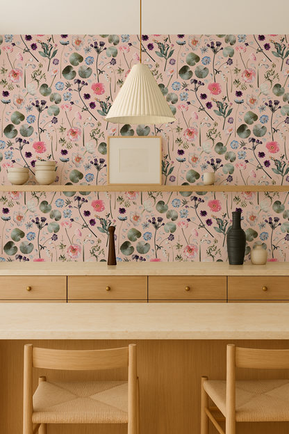 Floral Finds Wallpaper, pink - Tampa Home & Garden Store