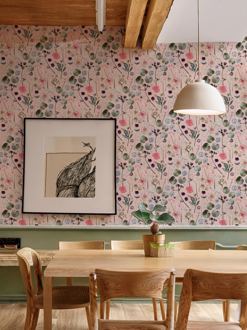 Floral Finds Wallpaper, pink - Tampa Home & Garden Store