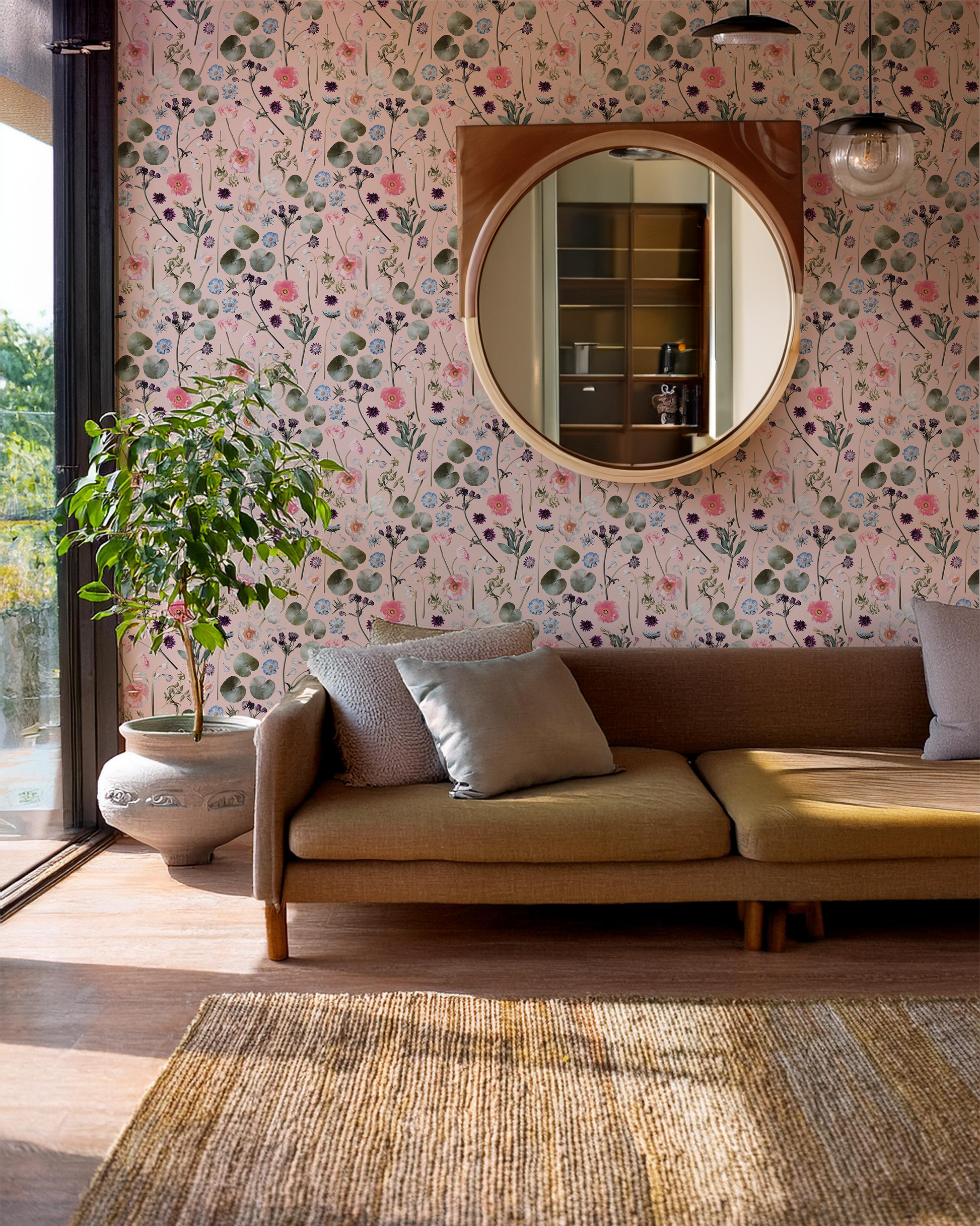Floral Finds Wallpaper, pink - Tampa Home & Garden Store