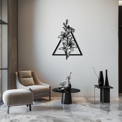 Floral Geometric Metal Wall Art – Elegant Lily Design - KAF215 - Tampa Home & Garden Store