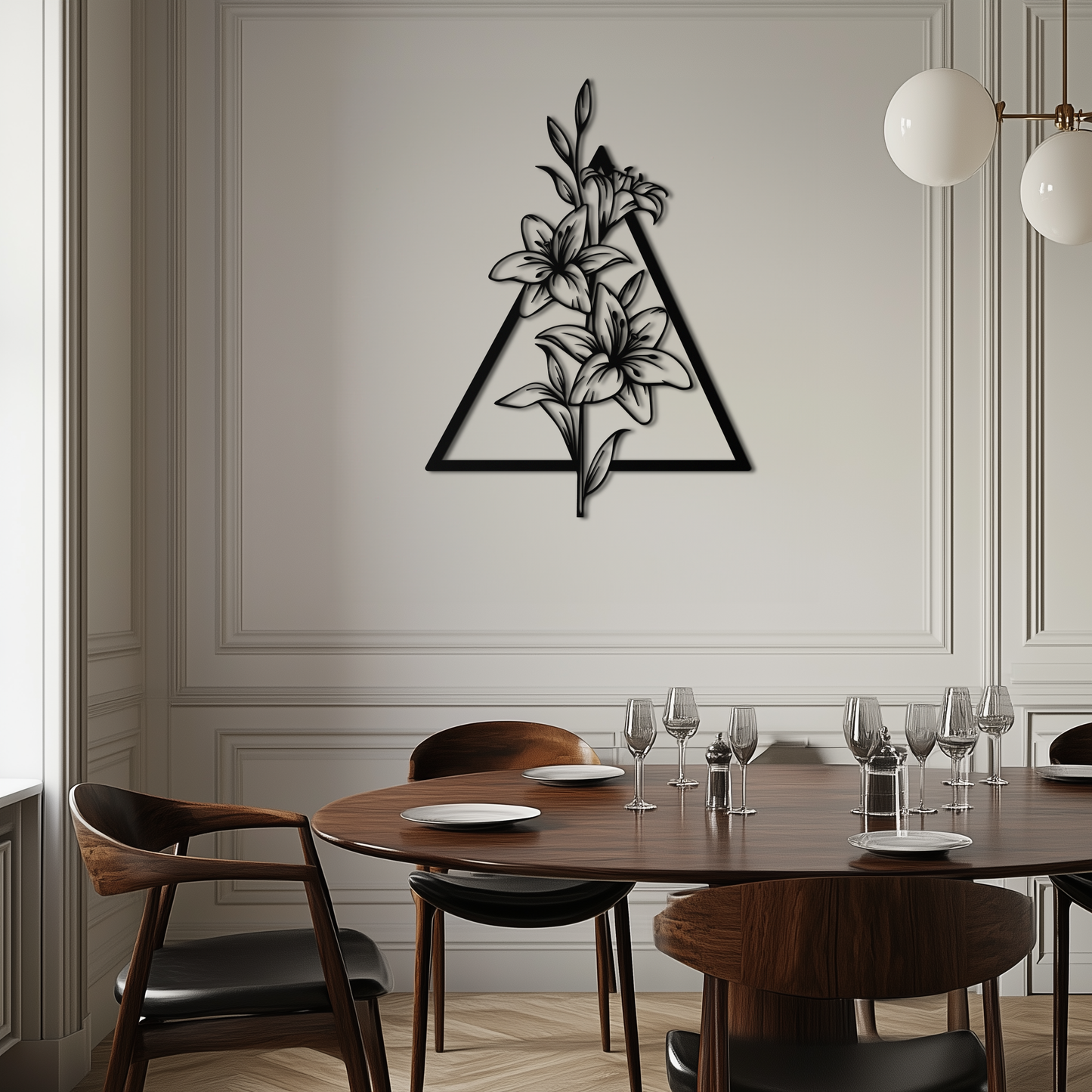 Floral Geometric Metal Wall Art – Elegant Lily Design - KAF215 - Tampa Home & Garden Store