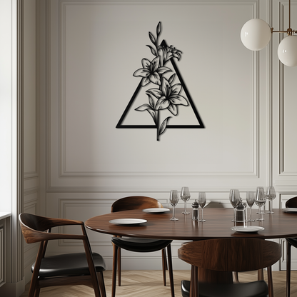 Floral Geometric Metal Wall Art – Elegant Lily Design - KAF215 - Tampa Home & Garden Store