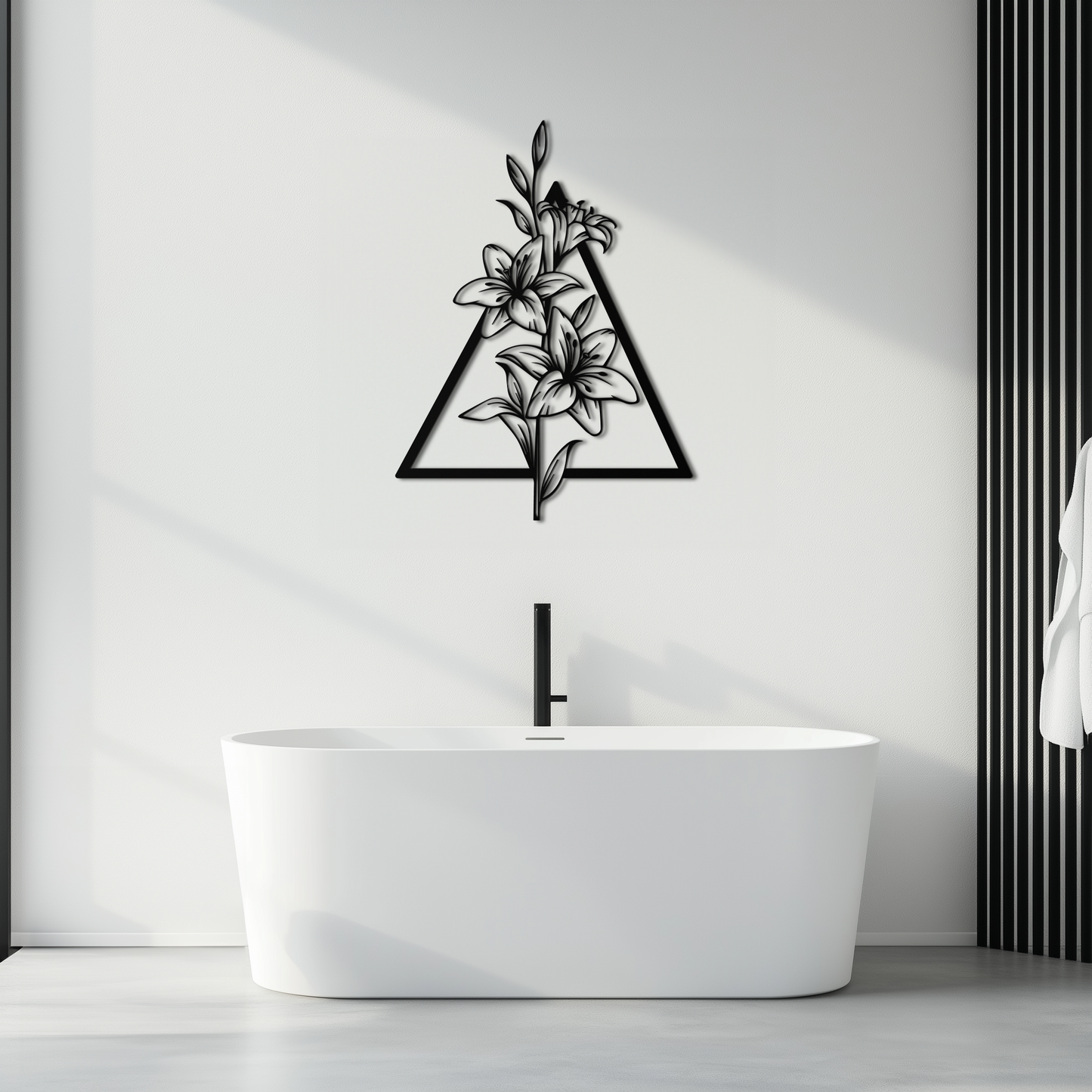 Floral Geometric Metal Wall Art – Elegant Lily Design - KAF215 - Tampa Home & Garden Store