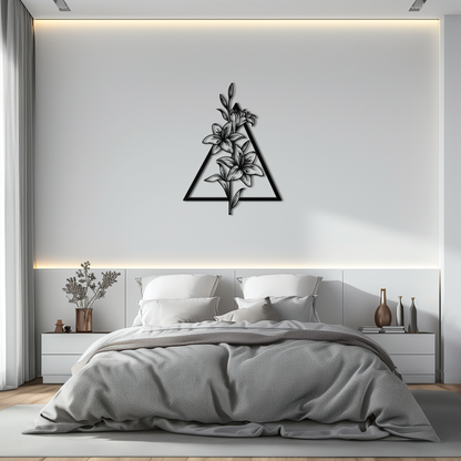 Floral Geometric Metal Wall Art – Elegant Lily Design - KAF215 - Tampa Home & Garden Store
