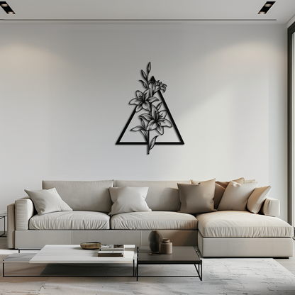 Floral Geometric Metal Wall Art – Elegant Lily Design - KAF215 - Tampa Home & Garden Store