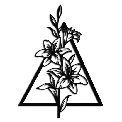 Floral Geometric Metal Wall Art – Elegant Lily Design - KAF215 - Tampa Home & Garden Store