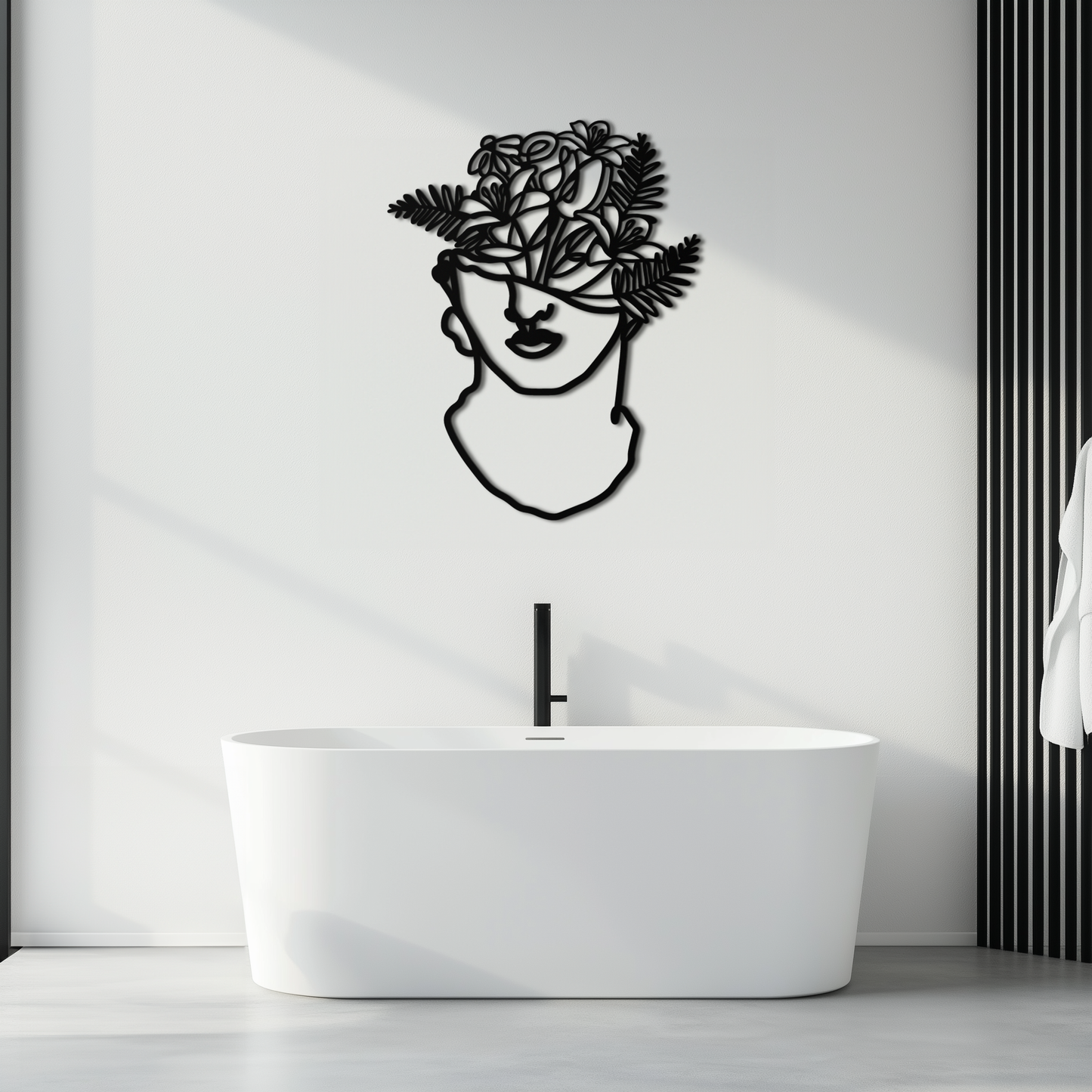 Floral Greek Statue Line Art – Modern Abstract Face Metal Wall Decor- KAF394 - Tampa Home & Garden Store