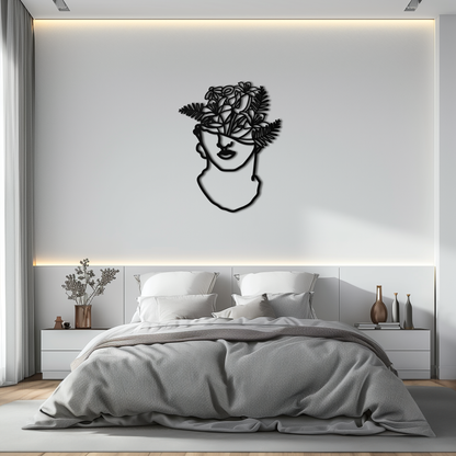 Floral Greek Statue Line Art – Modern Abstract Face Metal Wall Decor- KAF394 - Tampa Home & Garden Store