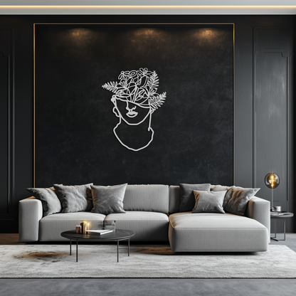 Floral Greek Statue Line Art – Modern Abstract Face Metal Wall Decor- KAF394 - Tampa Home & Garden Store