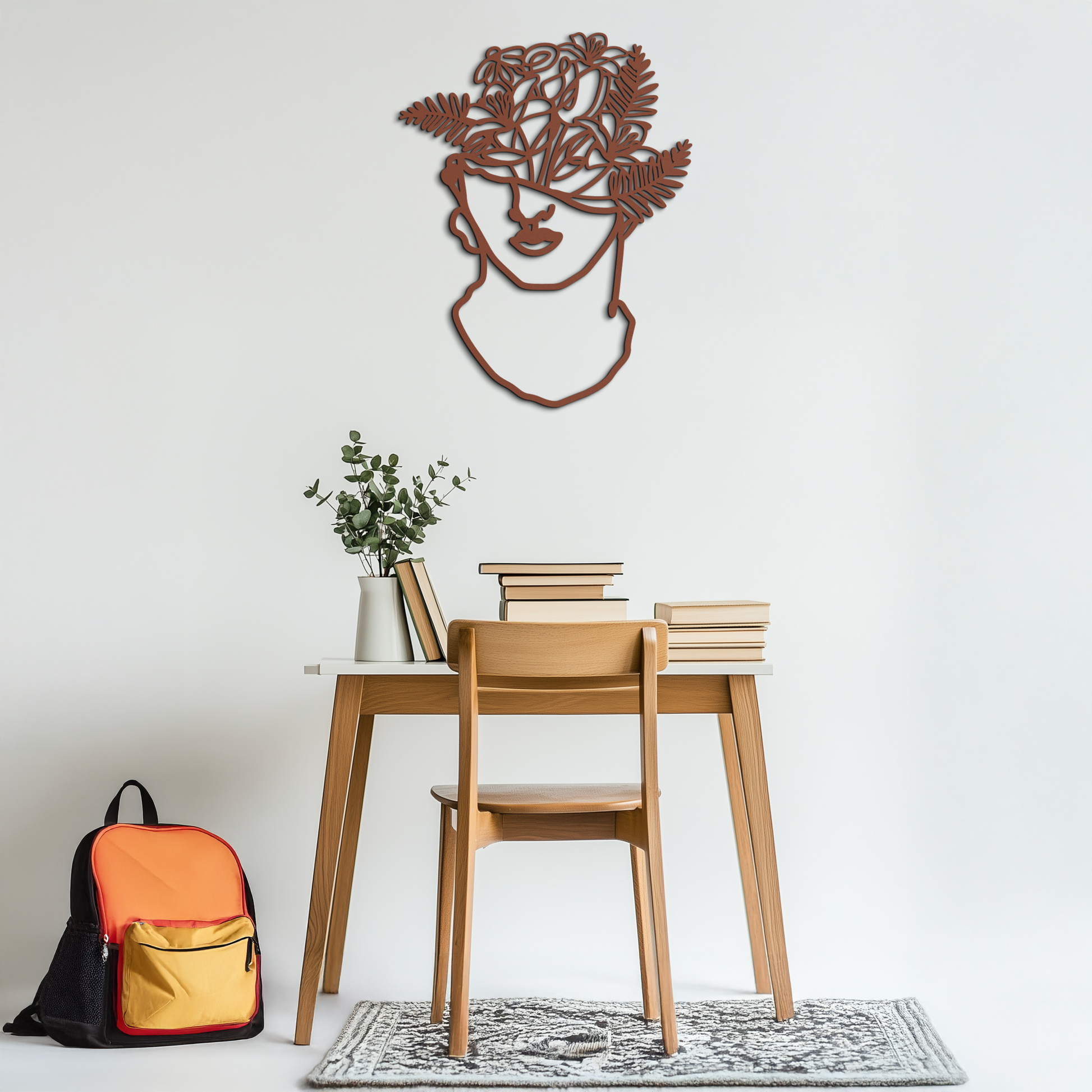 Floral Greek Statue Line Art – Modern Abstract Face Metal Wall Decor- KAF394 - Tampa Home & Garden Store