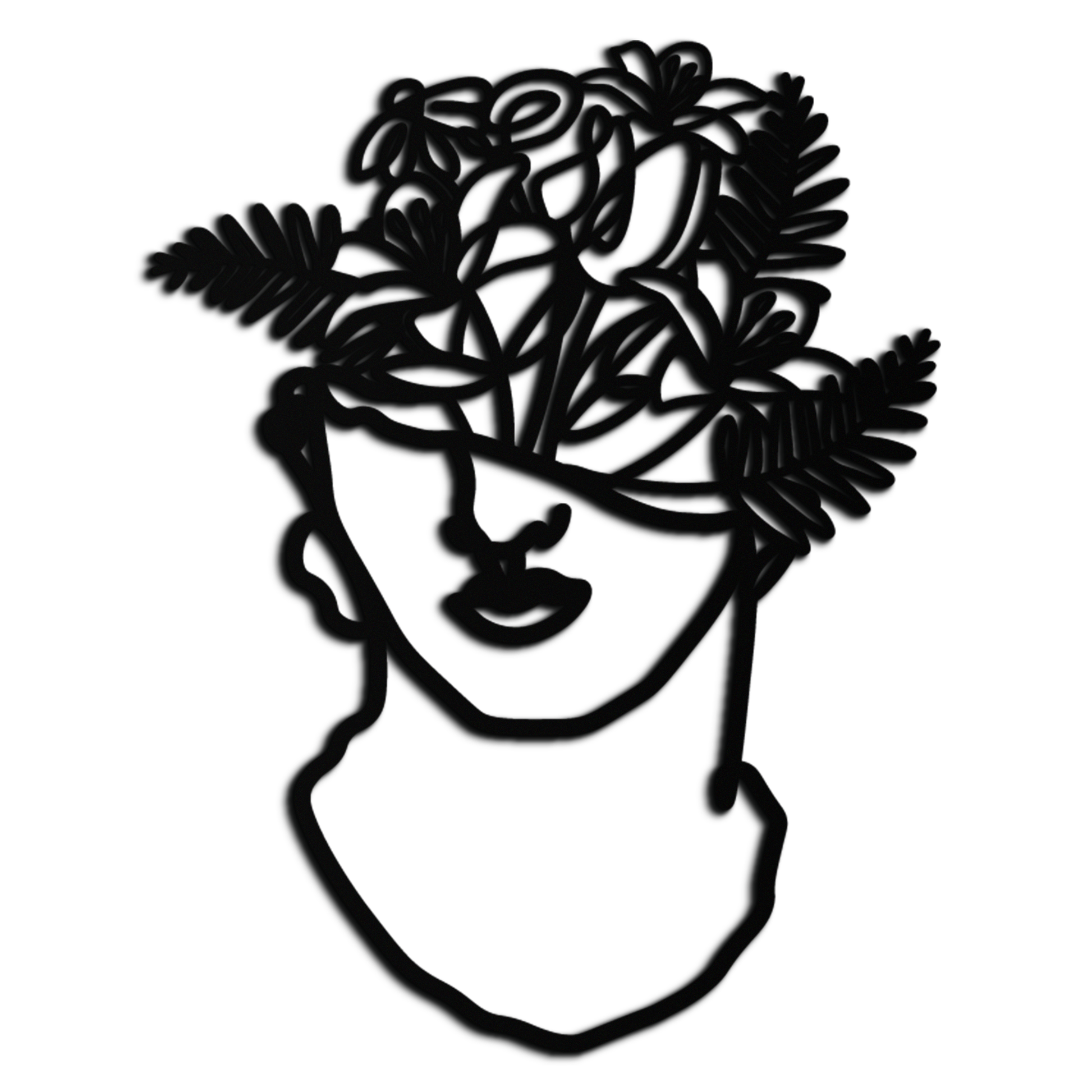 Floral Greek Statue Line Art – Modern Abstract Face Metal Wall Decor- KAF394 - Tampa Home & Garden Store