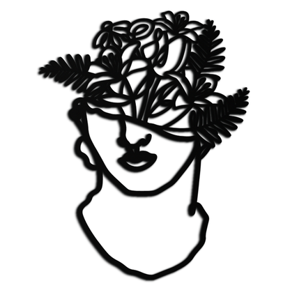 Floral Greek Statue Line Art – Modern Abstract Face Metal Wall Decor- KAF394 - Tampa Home & Garden Store