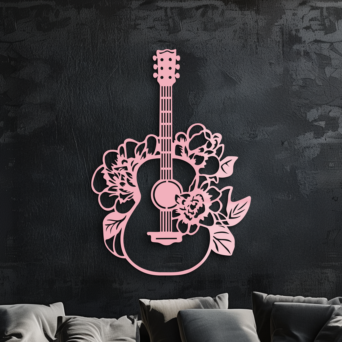 Floral Guitar Metal Wall Art – Music Inspired Home & Studio Decor - KAFGP140 - Tampa Home & Garden Store