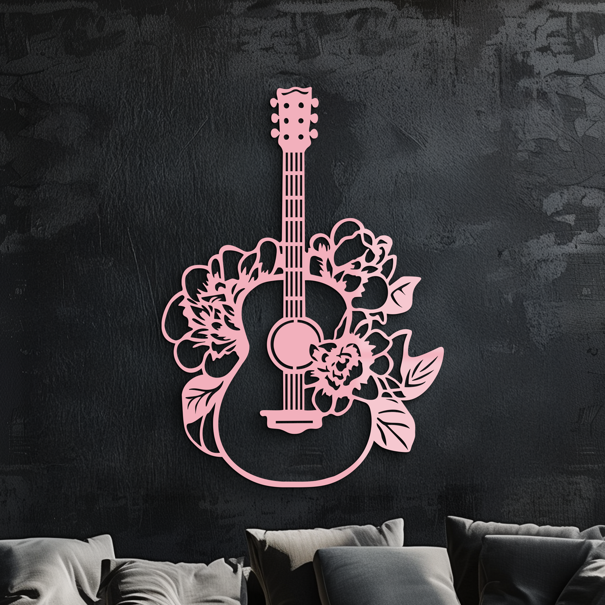 Floral Guitar Metal Wall Art – Music Inspired Home & Studio Decor - KAFGP140 - Tampa Home & Garden Store