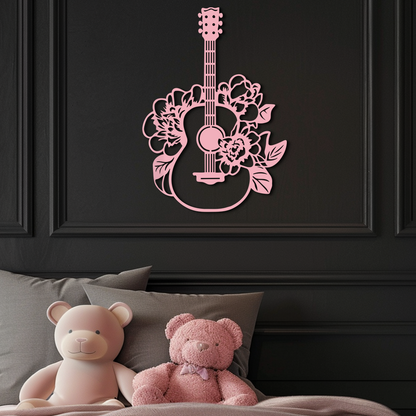 Floral Guitar Metal Wall Art – Music Inspired Home & Studio Decor - KAFGP140 - Tampa Home & Garden Store