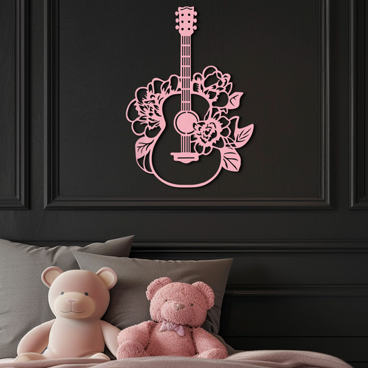 Floral Guitar Metal Wall Art – Music Inspired Home & Studio Decor - KAFGP140 - Tampa Home & Garden Store