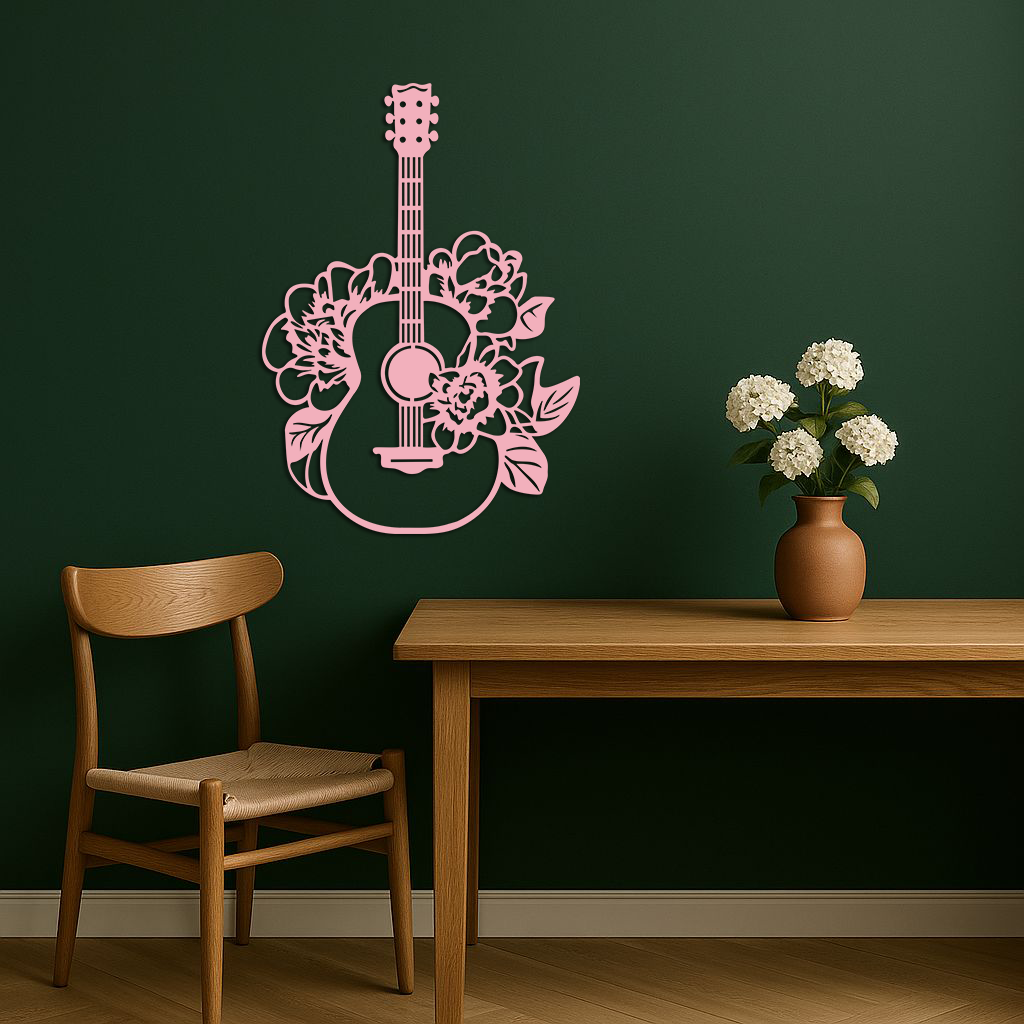 Floral Guitar Metal Wall Art – Music Inspired Home & Studio Decor - KAFGP140 - Tampa Home & Garden Store