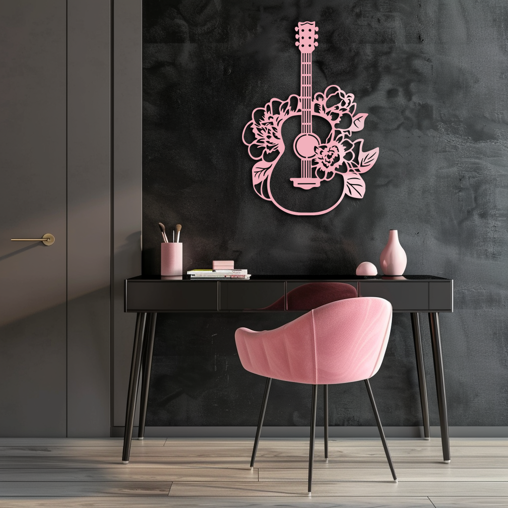 Floral Guitar Metal Wall Art – Music Inspired Home & Studio Decor - KAFGP140 - Tampa Home & Garden Store