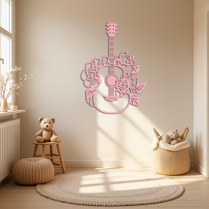 Floral Guitar Metal Wall Art – Music Inspired Home & Studio Decor - KAFGP140 - Tampa Home & Garden Store