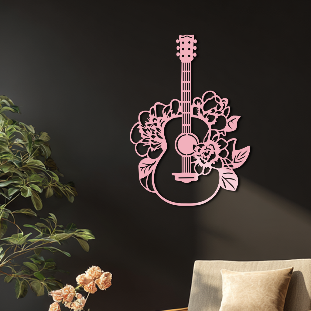 Floral Guitar Metal Wall Art – Music Inspired Home & Studio Decor - KAFGP140 - Tampa Home & Garden Store
