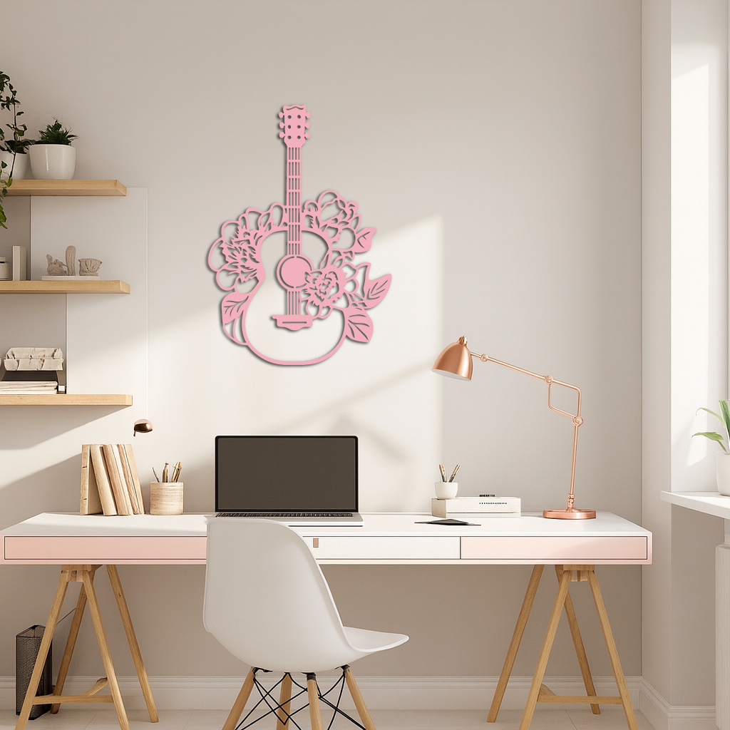 Floral Guitar Metal Wall Art – Music Inspired Home & Studio Decor - KAFGP140 - Tampa Home & Garden Store