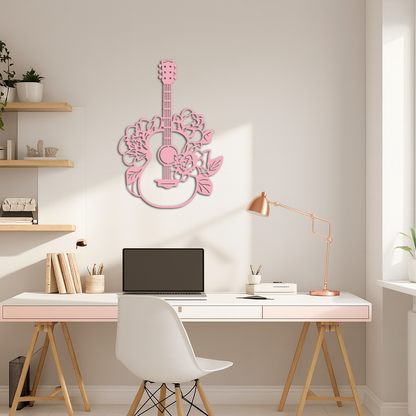 Floral Guitar Metal Wall Art – Music Inspired Home & Studio Decor - KAFGP140 - Tampa Home & Garden Store