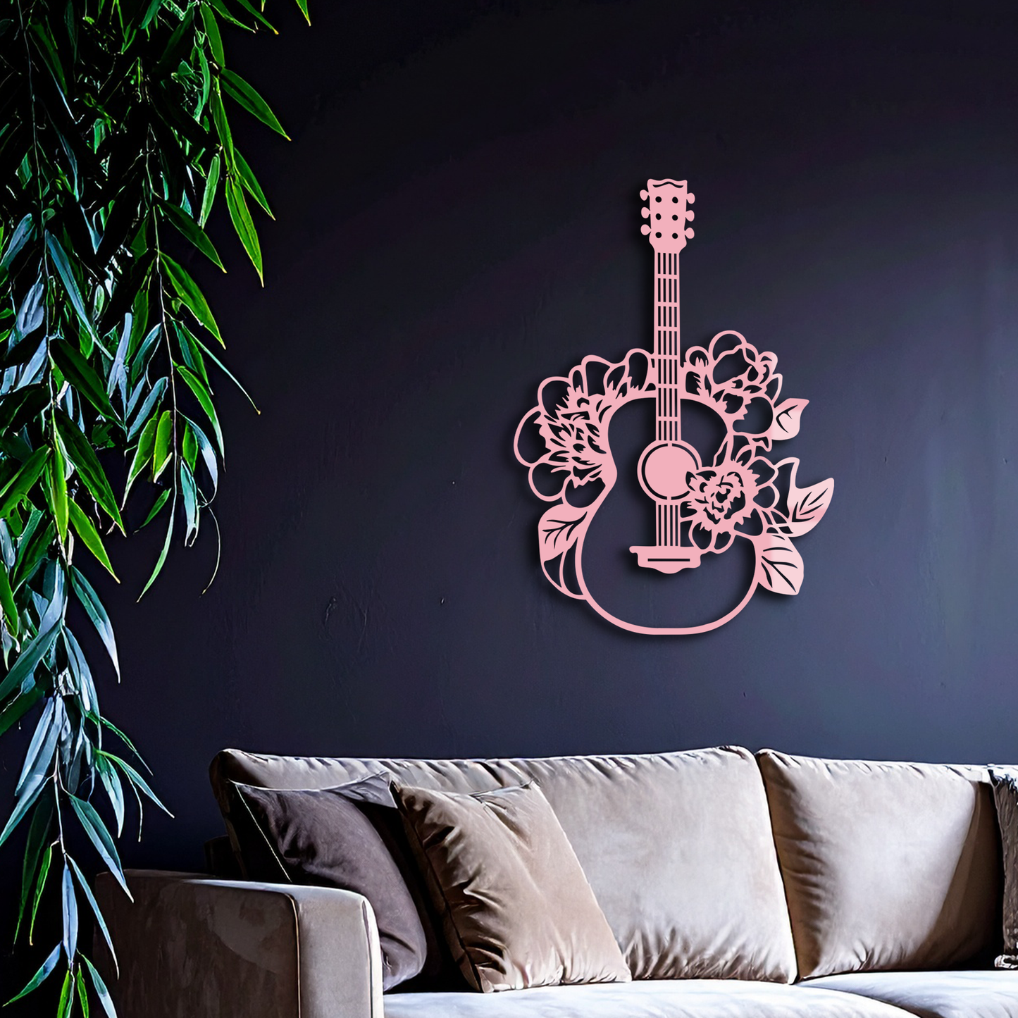 Floral Guitar Metal Wall Art – Music Inspired Home & Studio Decor - KAFGP140 - Tampa Home & Garden Store